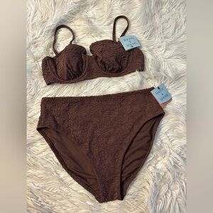 Shade & Shore Brown Lace Bikini Set
